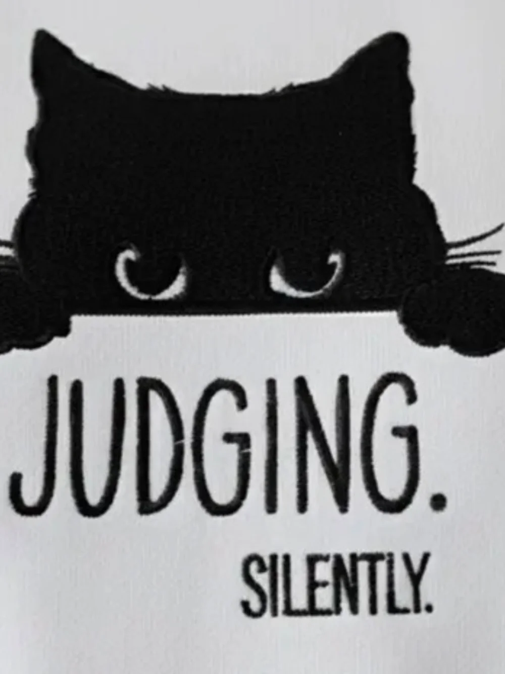 Cat Embroidered Hand Towel Made to order Judging silently. Funny made to order